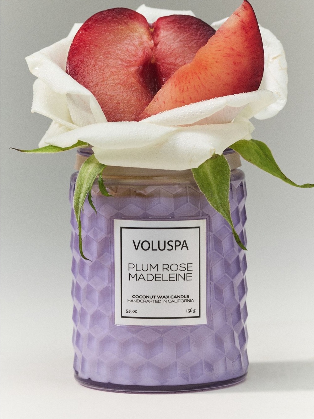 Voluspa Floral Plum Rose Madeleine Glass Candle
